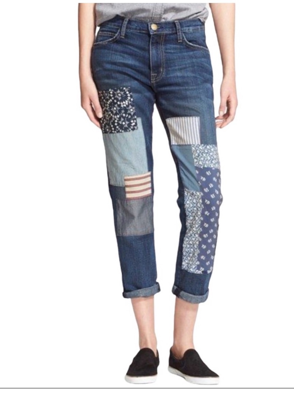 Current/Elliott The Fling Loved Multi Patchwork Jeans 28